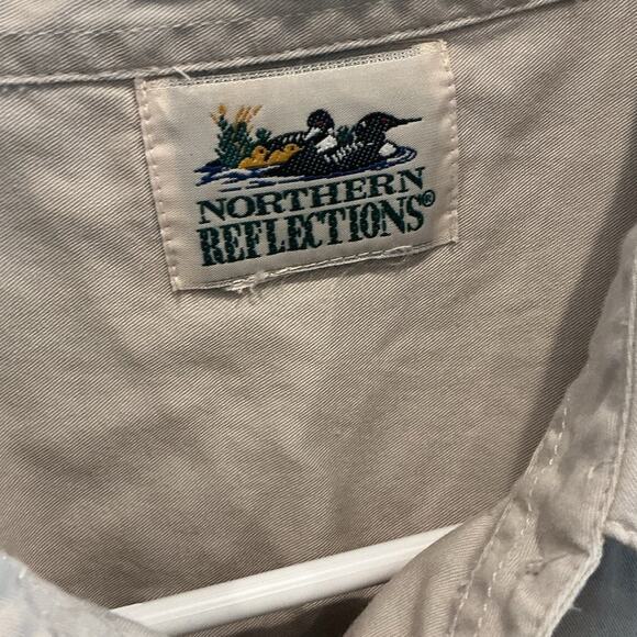 Vintage Northern Reflections Women Collared Shirt Beige Embroidered Bird Country - Picture 3 of 7